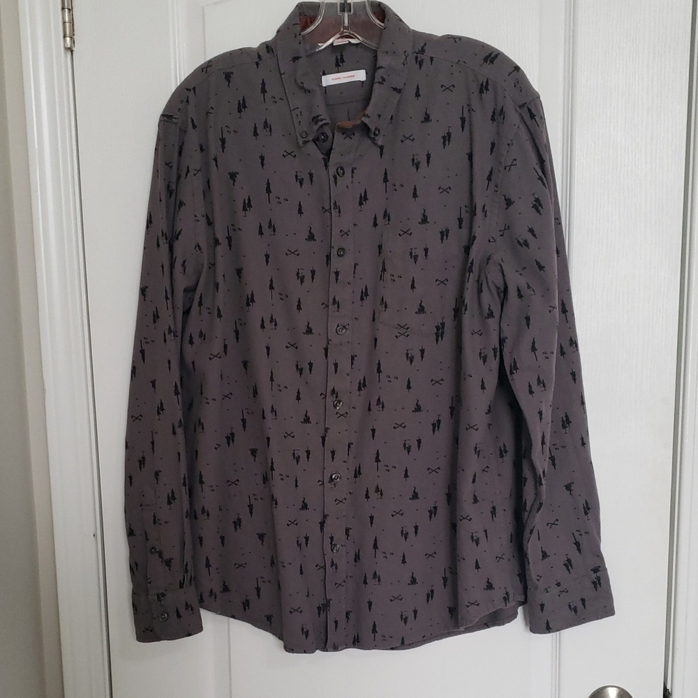 3/$35 Joe Fresh Gray Casual Button Down Flannel Shirt